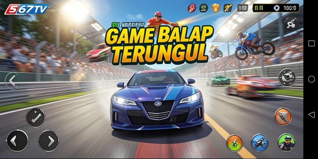 Tampilan gameplay 567TV yang mendebarkan saat balapan.