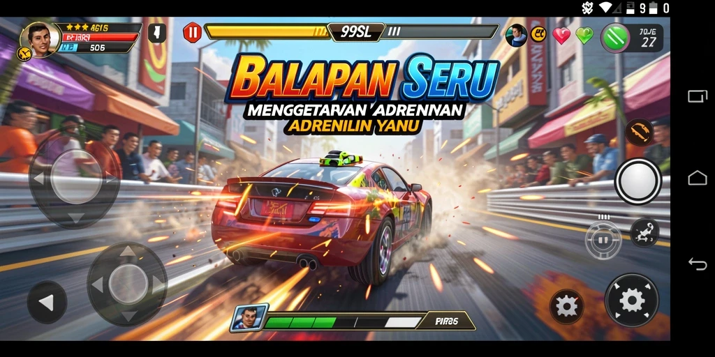 Screenshot gameplay 99SL menampilkan balapan yang mendebarkan di lintasan.