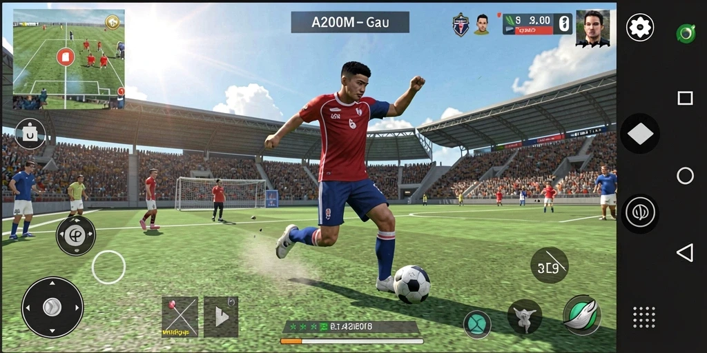 Tampilan seru A200M dalam gameplay olahraga yang menantang.