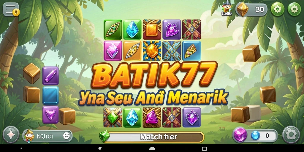 Tampilan gameplay BATIK77 dengan elemen Match-3 yang menarik.