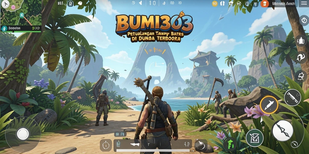 Gameplay BUMI303 yang menampilkan petualangan di dunia terbuka.