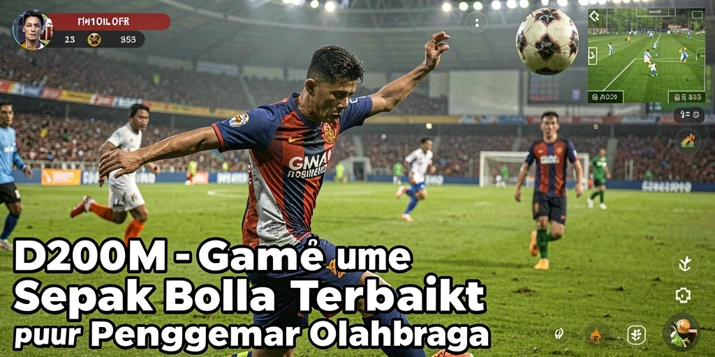 Tampilan gameplay D200M dengan aksi sepak bola yang mendebarkan.