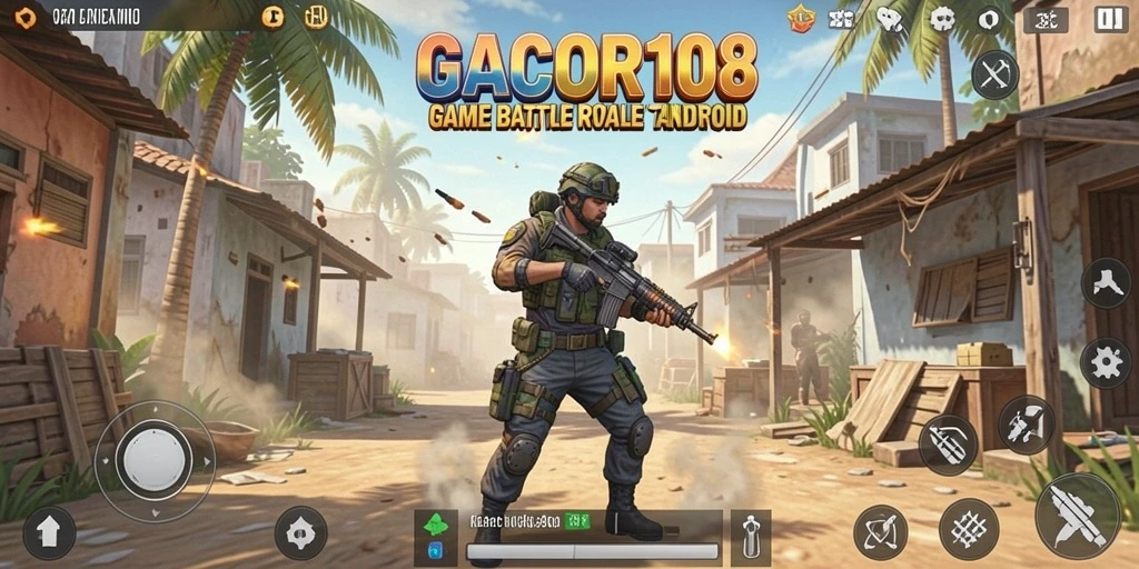 GACOR108 menampilkan aksi intens dalam gameplay Battle Royale.
