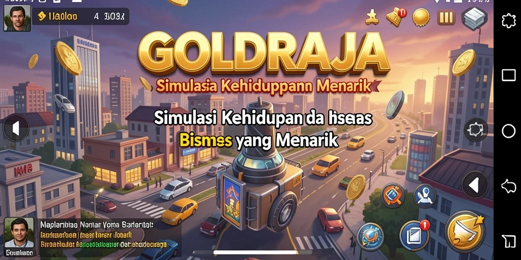 Screenshot gameplay GOLDRAJA yang menggambarkan interaksi karakter dan pengelolaan sumber daya.