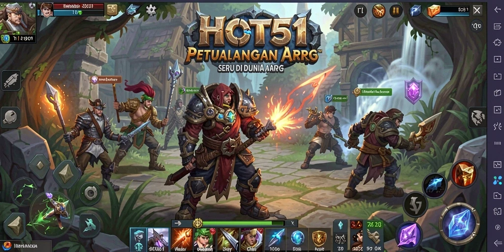 Tampilan epik dalam permainan ARPG HOT51 dengan pertarungan yang mendebarkan.