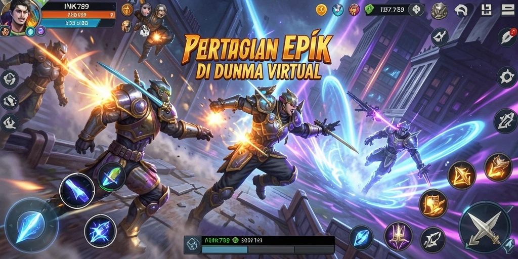 Screenshot gameplay INK789 menampilkan pertarungan mendebarkan antara karakter.