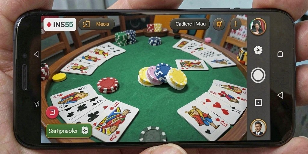 Screenshot INS55 menampilkan gameplay Gaple yang mengasyikkan.