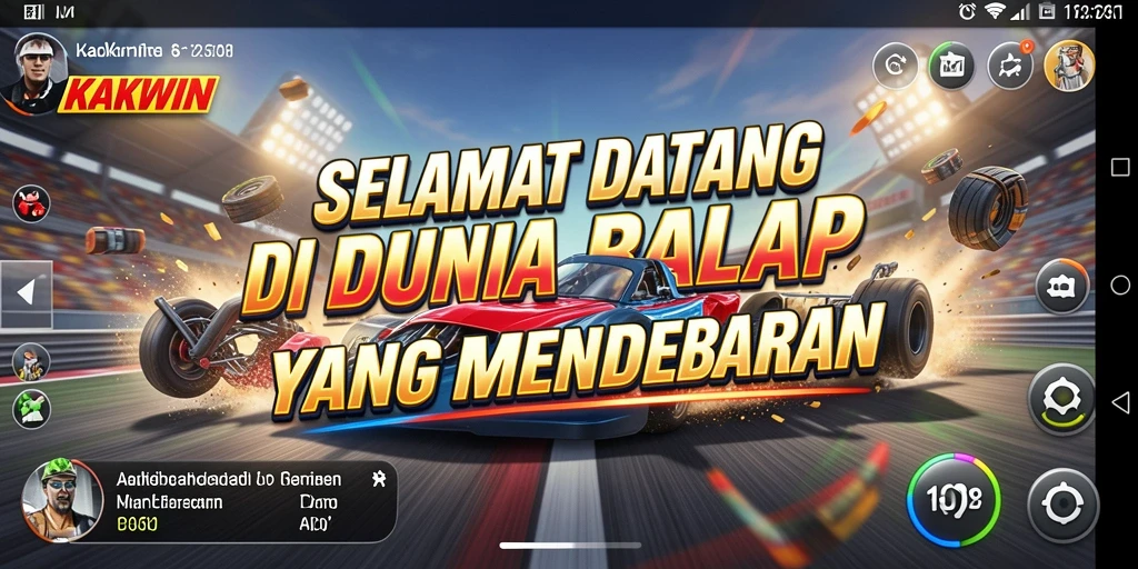 Tangkapan layar KAKWIN menampilkan aksi balap yang intens dan grafis yang memukau.