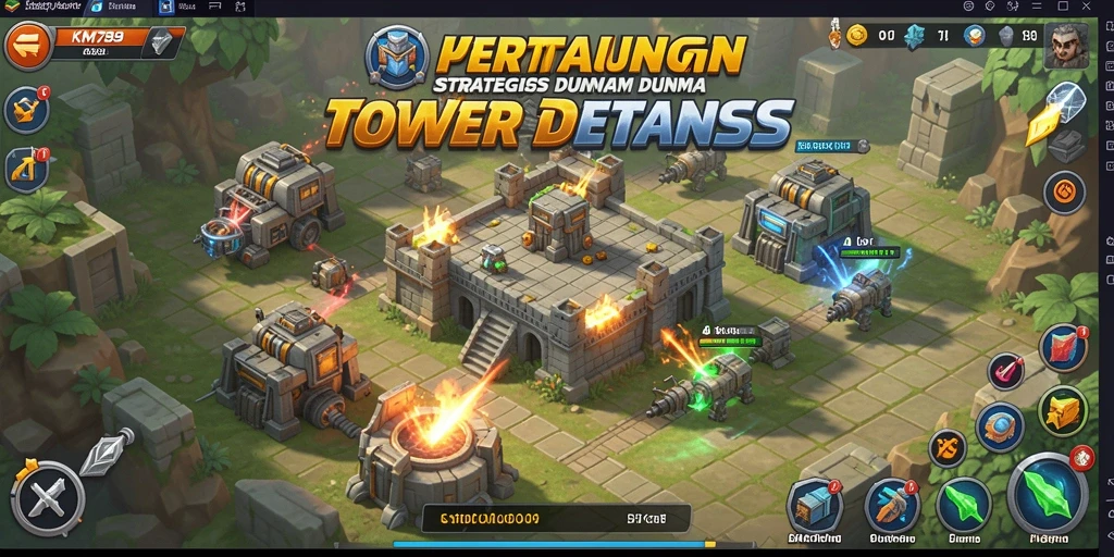 Tampilan gameplay menegangkan di KM789 dengan pertahanan tower yang strategis.