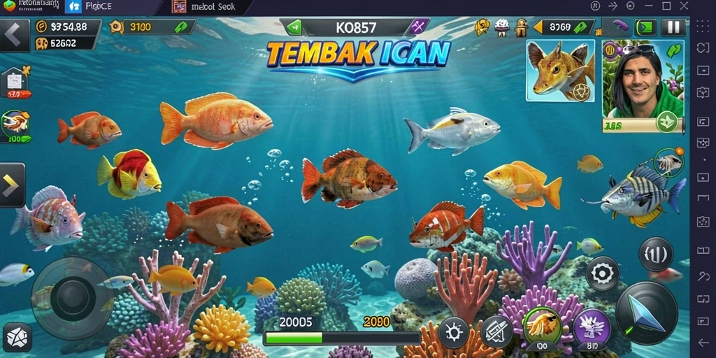 Tampilan gameplay menarik dari KO857 yang menembak ikan.