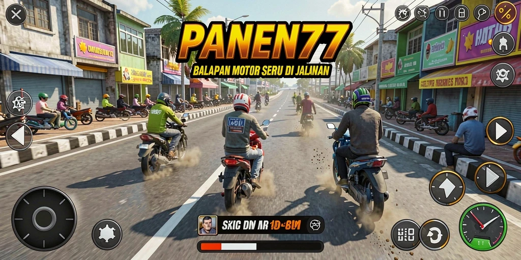 Gameplay menegangkan di trek balapan motor.
