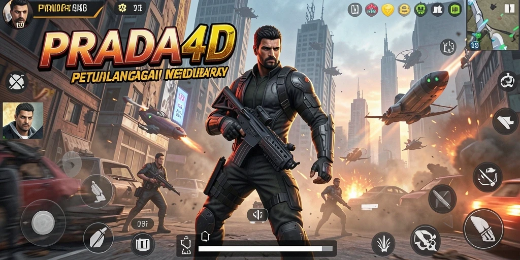 Tangkapan layar menunjukkan aksi seru dalam PRADA4D dengan grafis menawan.