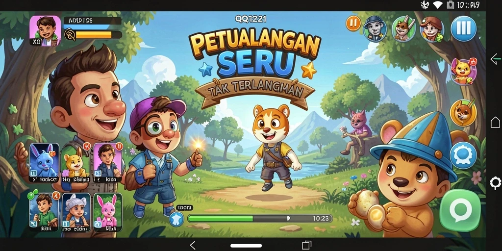 Gameplay QQ1221 menampilkan aksi petualangan yang mendebarkan.