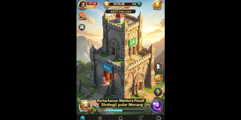 Tampilan gameplay menara pertahanan yang mendebarkan dan menantang.