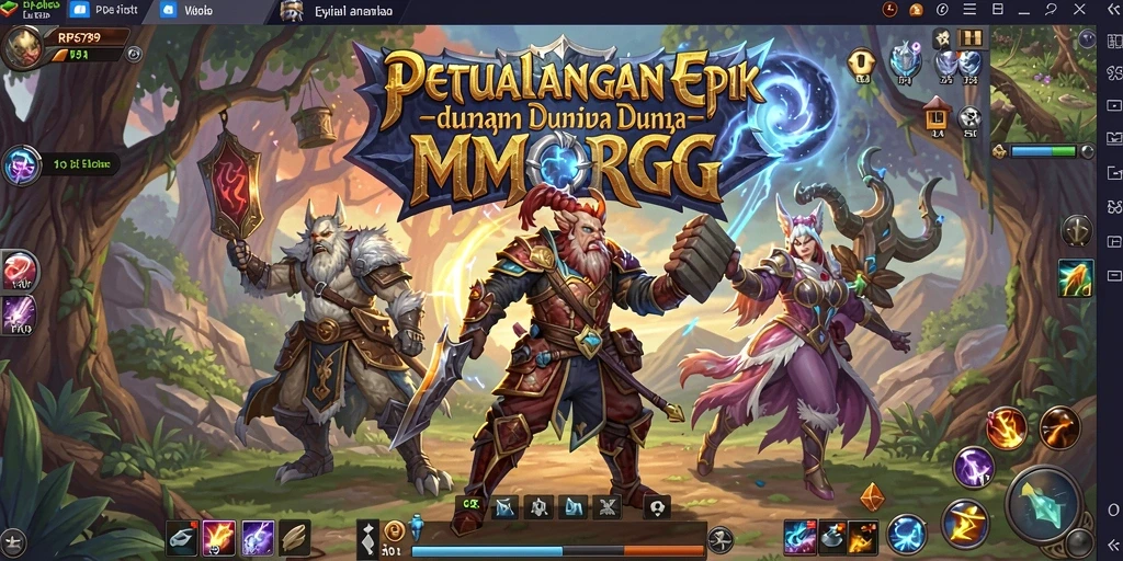 Screenshot utama RP6789 menampilkan pertarungan seru di dunia MMORPG.