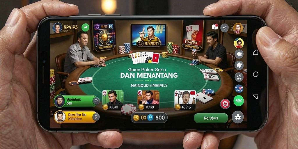 Tampilan layar utama RPVIP5 menampilkan gameplay Poker yang mendebarkan.