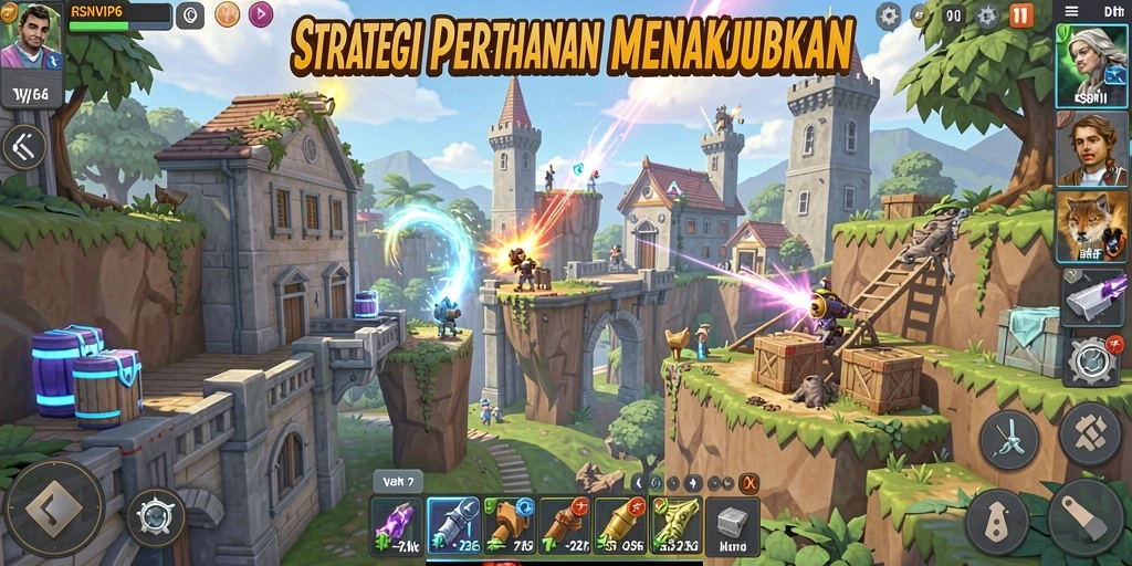 Screenshot utama RSNVIP6 menunjukkan gameplay Tower Defense yang seru.