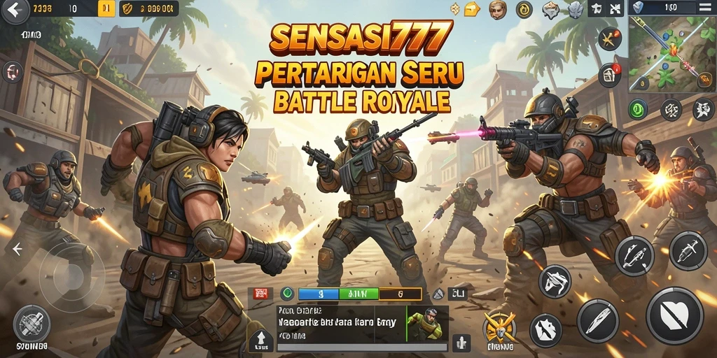Tampilan aksi seru pemain bertarung di arena Battle Royale SENSASI777.